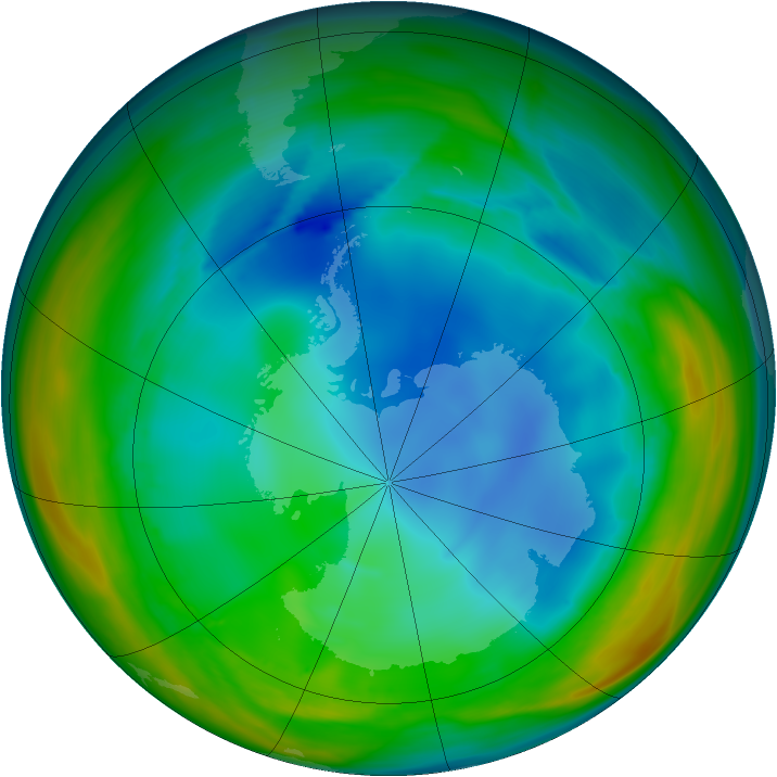 Antarctic ozone map for 26 July 2005